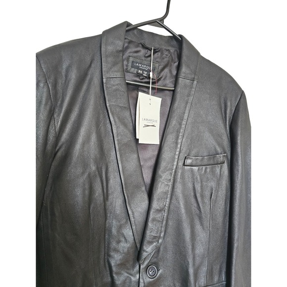 LAMARQUE COLLECTION Other - LAMARQUE Collection‎ Black Leather Shawl Collar Blazer Jacket Men Size 44